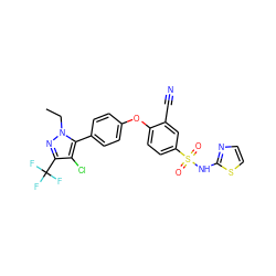 CCn1nc(C(F)(F)F)c(Cl)c1-c1ccc(Oc2ccc(S(=O)(=O)Nc3nccs3)cc2C#N)cc1 ZINC000095581647
