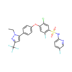 CCn1nc(C(F)(F)F)cc1-c1ccc(Oc2cc(F)c(S(=O)(=O)Nc3ccc(F)cn3)cc2Cl)cc1 ZINC000095584625