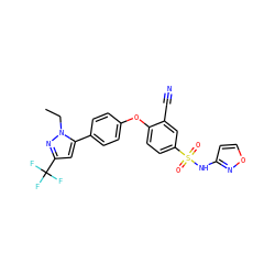 CCn1nc(C(F)(F)F)cc1-c1ccc(Oc2ccc(S(=O)(=O)Nc3ccon3)cc2C#N)cc1 ZINC000095582700