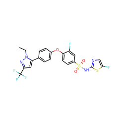 CCn1nc(C(F)(F)F)cc1-c1ccc(Oc2ccc(S(=O)(=O)Nc3ncc(F)s3)cc2F)cc1 ZINC000095584490