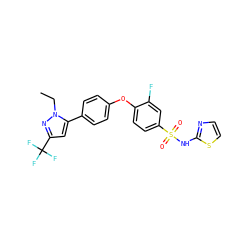 CCn1nc(C(F)(F)F)cc1-c1ccc(Oc2ccc(S(=O)(=O)Nc3nccs3)cc2F)cc1 ZINC000095583866
