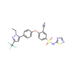 CCn1nc(C(F)(F)F)cc1-c1ccc(Oc2ccc(S(=O)(=O)Nc3ncns3)cc2C#N)cc1 ZINC000095583253