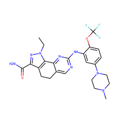CCn1nc(C(N)=O)c2c1-c1nc(Nc3cc(N4CCN(C)CC4)ccc3OC(F)(F)F)ncc1CC2 ZINC000070690079