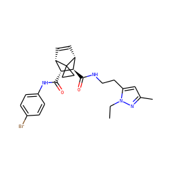 CCn1nc(C)cc1CCNC(=O)[C@H]1[C@H](C(=O)Nc2ccc(Br)cc2)[C@@H]2C=C[C@H]1C21CC1 ZINC000168460176