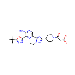 CCn1nc(C2CCN(C(=O)CC(=O)O)CC2)nc1-c1cnc(N)c(-c2nnc(C(C)(C)C)o2)n1 ZINC000145608112