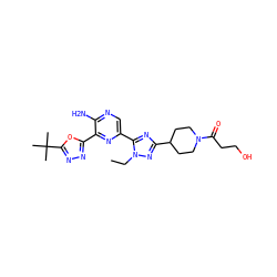 CCn1nc(C2CCN(C(=O)CCO)CC2)nc1-c1cnc(N)c(-c2nnc(C(C)(C)C)o2)n1 ZINC000145460849