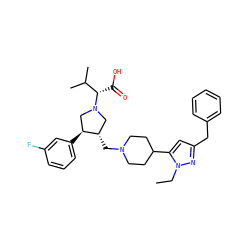 CCn1nc(Cc2ccccc2)cc1C1CCN(C[C@H]2CN([C@@H](C(=O)O)C(C)C)C[C@@H]2c2cccc(F)c2)CC1 ZINC000084512944