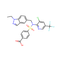 CCn1ncc2cc(CN(c3ncc(C(F)(F)F)cc3Cl)S(=O)(=O)c3ccc(C(=O)O)cc3)ccc21 ZINC000114816956