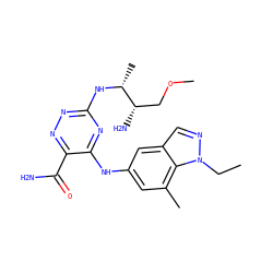 CCn1ncc2cc(Nc3nc(N[C@H](C)[C@@H](N)COC)nnc3C(N)=O)cc(C)c21 ZINC000205145710