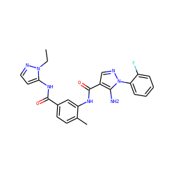 CCn1nccc1NC(=O)c1ccc(C)c(NC(=O)c2cnn(-c3ccccc3F)c2N)c1 ZINC000064560420