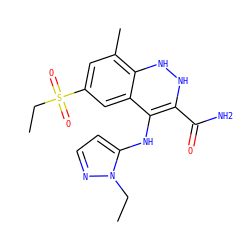 CCn1nccc1NC1=C(C(N)=O)NNc2c(C)cc(S(=O)(=O)CC)cc21 ZINC000045352482
