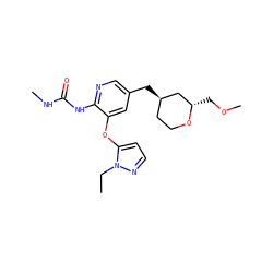 CCn1nccc1Oc1cc(C[C@@H]2CCO[C@@H](COC)C2)cnc1NC(=O)NC ZINC000299838735
