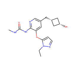 CCn1nccc1Oc1cc(C[C@H]2C[C@@H](O)C2)cnc1NC(=O)NC ZINC000299832027
