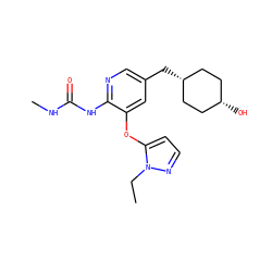 CCn1nccc1Oc1cc(C[C@H]2CC[C@@H](O)CC2)cnc1NC(=O)NC ZINC000299839678