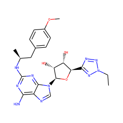 CCn1nnc([C@H]2O[C@@H](n3cnc4c(N)nc(N[C@@H](C)Cc5ccc(OC)cc5)nc43)[C@H](O)[C@@H]2O)n1 ZINC000136642329