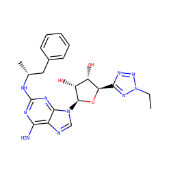 CCn1nnc([C@H]2O[C@@H](n3cnc4c(N)nc(N[C@H](C)Cc5ccccc5)nc43)[C@H](O)[C@@H]2O)n1 ZINC000653786013