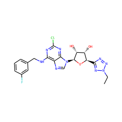 CCn1nnc([C@H]2O[C@@H](n3cnc4c(NCc5cccc(F)c5)nc(Cl)nc43)[C@H](O)[C@@H]2O)n1 ZINC001772612856