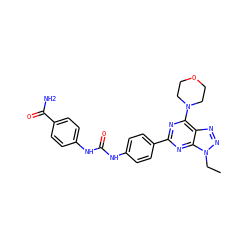 CCn1nnc2c(N3CCOCC3)nc(-c3ccc(NC(=O)Nc4ccc(C(N)=O)cc4)cc3)nc21 ZINC000045336176