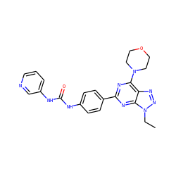 CCn1nnc2c(N3CCOCC3)nc(-c3ccc(NC(=O)Nc4cccnc4)cc3)nc21 ZINC000045337325