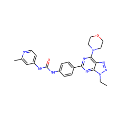 CCn1nnc2c(N3CCOCC3)nc(-c3ccc(NC(=O)Nc4ccnc(C)c4)cc3)nc21 ZINC000045338482