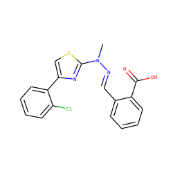 CN(/N=C/c1ccccc1C(=O)O)c1nc(-c2ccccc2Cl)cs1 ZINC001772644944