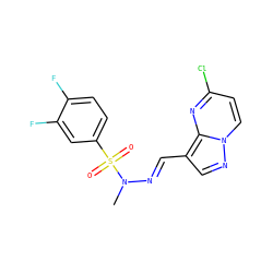 CN(/N=C/c1cnn2ccc(Cl)nc12)S(=O)(=O)c1ccc(F)c(F)c1 ZINC000473112978