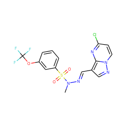CN(/N=C/c1cnn2ccc(Cl)nc12)S(=O)(=O)c1cccc(OC(F)(F)F)c1 ZINC000473114697