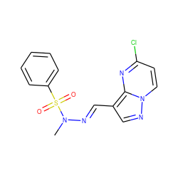 CN(/N=C/c1cnn2ccc(Cl)nc12)S(=O)(=O)c1ccccc1 ZINC000473112764