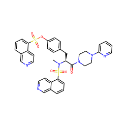 CN([C@@H](Cc1ccc(OS(=O)(=O)c2cccc3cnccc23)cc1)C(=O)N1CCN(c2ccccn2)CC1)S(=O)(=O)c1cccc2cnccc12 ZINC000028762170