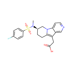 CN([C@@H]1CCc2c(CC(=O)O)c3cnccc3n2C1)S(=O)(=O)c1ccc(F)cc1 ZINC000066259136