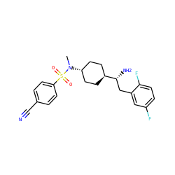 CN([C@H]1CC[C@H]([C@H](N)Cc2cc(F)ccc2F)CC1)S(=O)(=O)c1ccc(C#N)cc1 ZINC000261107413