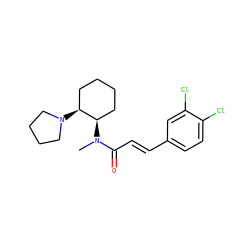 CN(C(=O)/C=C/c1ccc(Cl)c(Cl)c1)[C@@H]1CCCC[C@@H]1N1CCCC1 ZINC000026833491