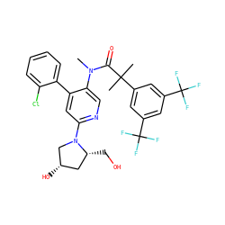 CN(C(=O)C(C)(C)c1cc(C(F)(F)F)cc(C(F)(F)F)c1)c1cnc(N2C[C@@H](O)C[C@H]2CO)cc1-c1ccccc1Cl ZINC000049777234