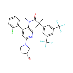 CN(C(=O)C(C)(C)c1cc(C(F)(F)F)cc(C(F)(F)F)c1)c1cnc(N2CC[C@@H](O)C2)cc1-c1ccccc1Cl ZINC000049775591