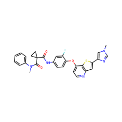 CN(C(=O)C1(C(=O)Nc2ccc(Oc3ccnc4cc(-c5cn(C)cn5)sc34)c(F)c2)CC1)c1ccccc1 ZINC000044387794