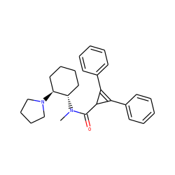 CN(C(=O)C1C(c2ccccc2)=C1c1ccccc1)[C@H]1CCCC[C@@H]1N1CCCC1 ZINC000013911790