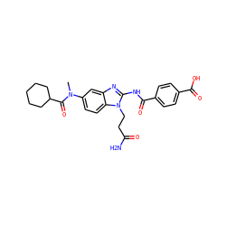 CN(C(=O)C1CCCCC1)c1ccc2c(c1)nc(NC(=O)c1ccc(C(=O)O)cc1)n2CCC(N)=O ZINC000040937015