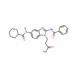 CN(C(=O)C1CCCCC1)c1ccc2c(c1)nc(NC(=O)c1ccccc1)n2CCC(N)=O ZINC000040938182