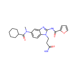 CN(C(=O)C1CCCCC1)c1ccc2c(c1)nc(NC(=O)c1ccco1)n2CCC(N)=O ZINC000040937790