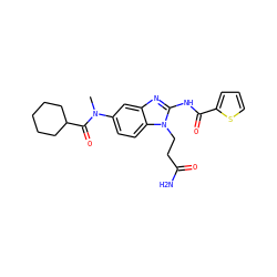 CN(C(=O)C1CCCCC1)c1ccc2c(c1)nc(NC(=O)c1cccs1)n2CCC(N)=O ZINC000003819919