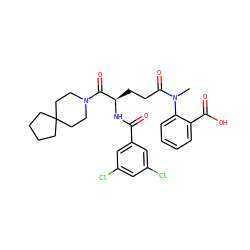 CN(C(=O)CC[C@@H](NC(=O)c1cc(Cl)cc(Cl)c1)C(=O)N1CCC2(CCCC2)CC1)c1ccccc1C(=O)O ZINC000029214947