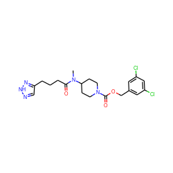 CN(C(=O)CCCc1cn[nH]n1)C1CCN(C(=O)OCc2cc(Cl)cc(Cl)c2)CC1 ZINC000209582687