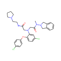 CN(C(=O)CN(CC(=O)NCCN1CCCC1)c1cc(Cl)ccc1Oc1ccc(Cl)cc1)N1Cc2ccccc2C1 ZINC000299825995