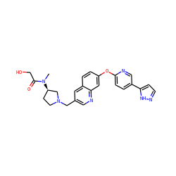 CN(C(=O)CO)[C@@H]1CCN(Cc2cnc3cc(Oc4ccc(-c5ccn[nH]5)cn4)ccc3c2)C1 ZINC000215843080