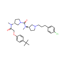 CN(C(=O)COc1ccc(C(C)(C)C)cc1)[C@@H]1CCN(C(=O)N(C)[C@@H]2CCN(CCCc3ccc(Cl)cc3)C2)C1 ZINC000028136650