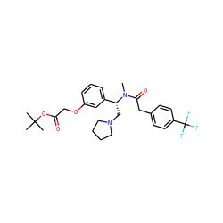 CN(C(=O)Cc1ccc(C(F)(F)F)cc1)[C@H](CN1CCCC1)c1cccc(OCC(=O)OC(C)(C)C)c1 ZINC000006718447