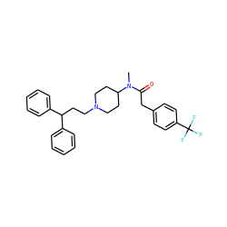 CN(C(=O)Cc1ccc(C(F)(F)F)cc1)C1CCN(CCC(c2ccccc2)c2ccccc2)CC1 ZINC000028348312