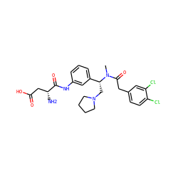 CN(C(=O)Cc1ccc(Cl)c(Cl)c1)[C@H](CN1CCCC1)c1cccc(NC(=O)[C@H](N)CC(=O)O)c1 ZINC000003952259