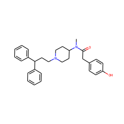 CN(C(=O)Cc1ccc(O)cc1)C1CCN(CCC(c2ccccc2)c2ccccc2)CC1 ZINC000028351509