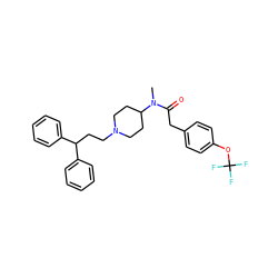 CN(C(=O)Cc1ccc(OC(F)(F)F)cc1)C1CCN(CCC(c2ccccc2)c2ccccc2)CC1 ZINC000028352300